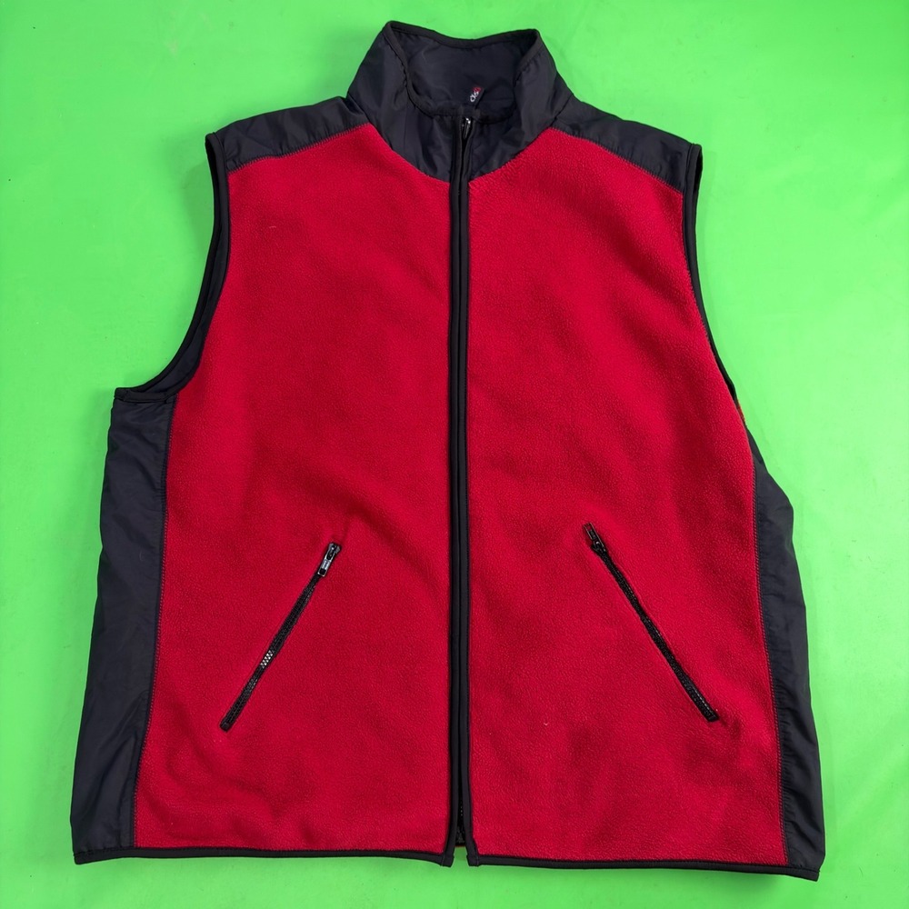 VTG Y2K CXS21 Reversible Fleece Vest Mens XL Red/Black Colorblock McRaes Gilet
